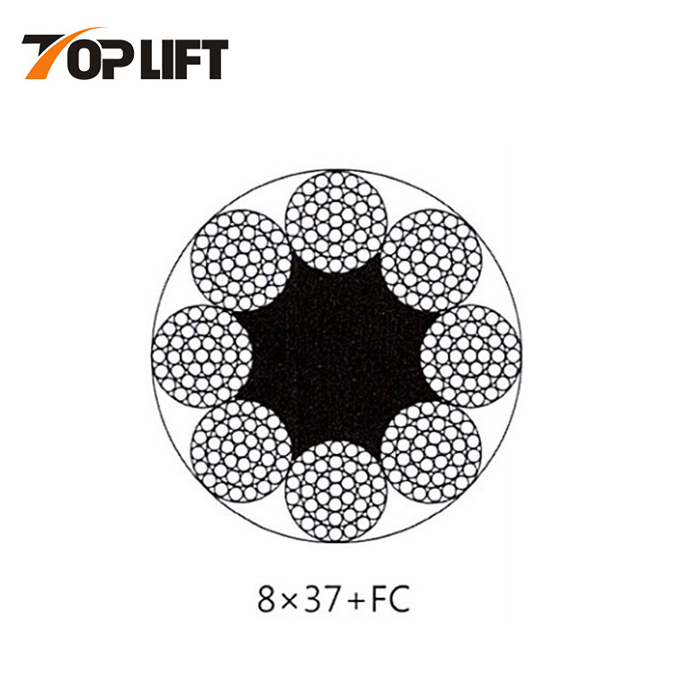 Câbles en acier (non galvanisés et galvanisés) 8X37+FC 8X37+IWRC
