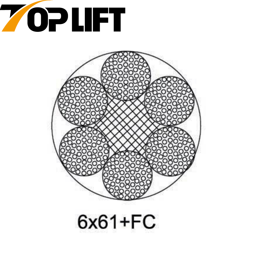 Câble métallique en acier galvanisé/non galvanisé 6X61+FC 6X61+IWR